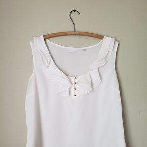 XL White Sleeveless Ruffle Blouse - NY & Company